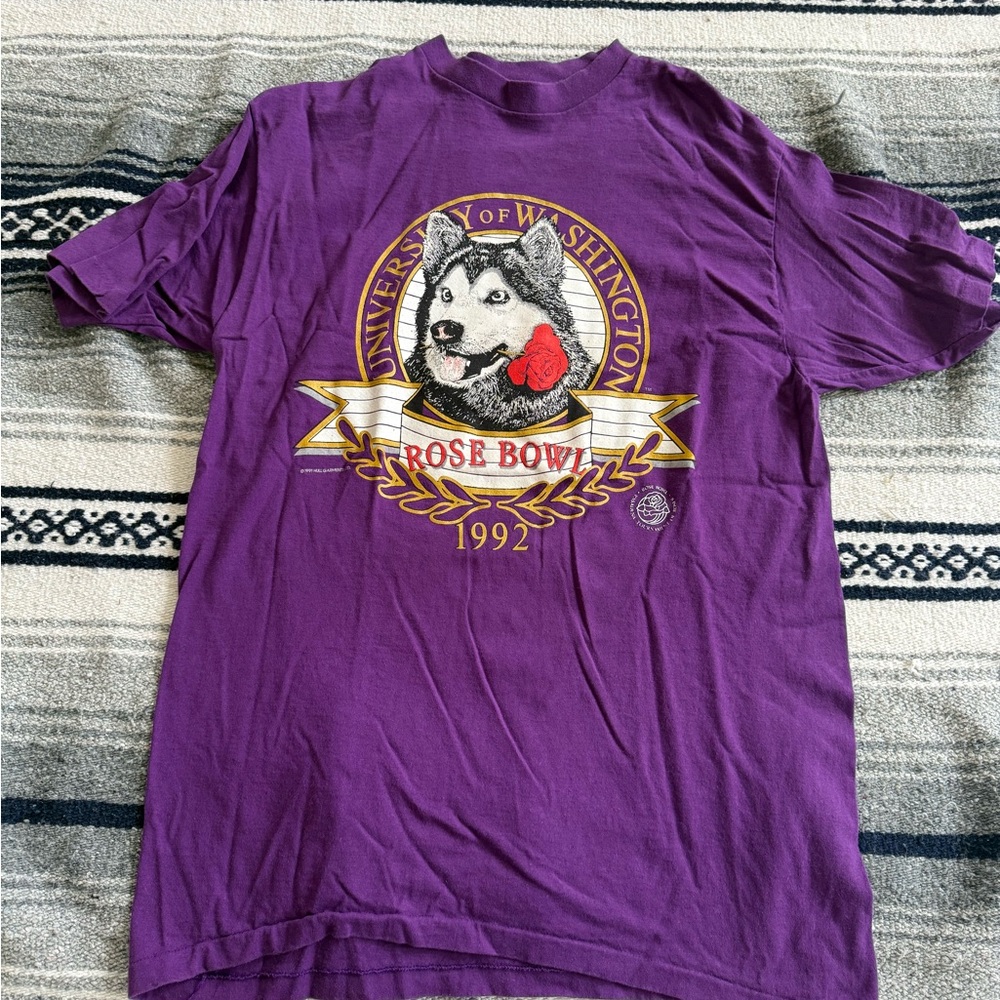 Delta Vintage 90s Purple University of Washington Huskies Rose Bowl 1992 XL Tee